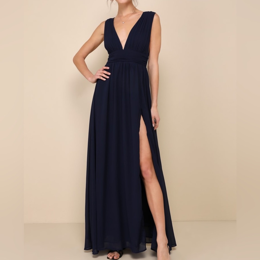 NWT Lulu’s Heavenly Hues Navy Blue Maxi Dress Size S